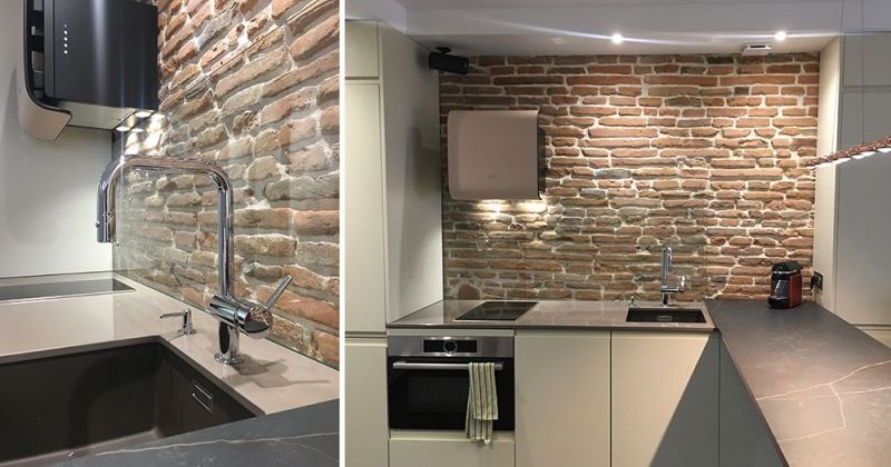 Studio à l'esprit hôtel de standing composé de rangements sur-mesure, de miroirs, dekton, bois et métal - Julie Béringué Architecte d'intérieur à Toulouse